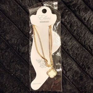 Ella Gold Double Chain Anklet with Floral Charm